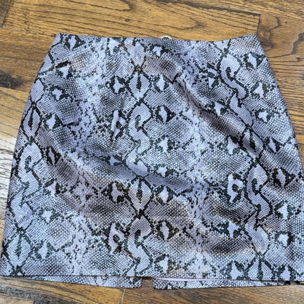 endless rose Snakeskin Print Mini Skirt XS Lavender Black Zipper Lined